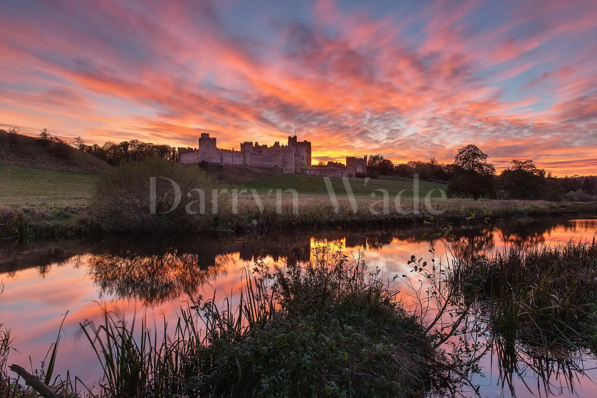Sunset on the Aln, Alnwick Castle