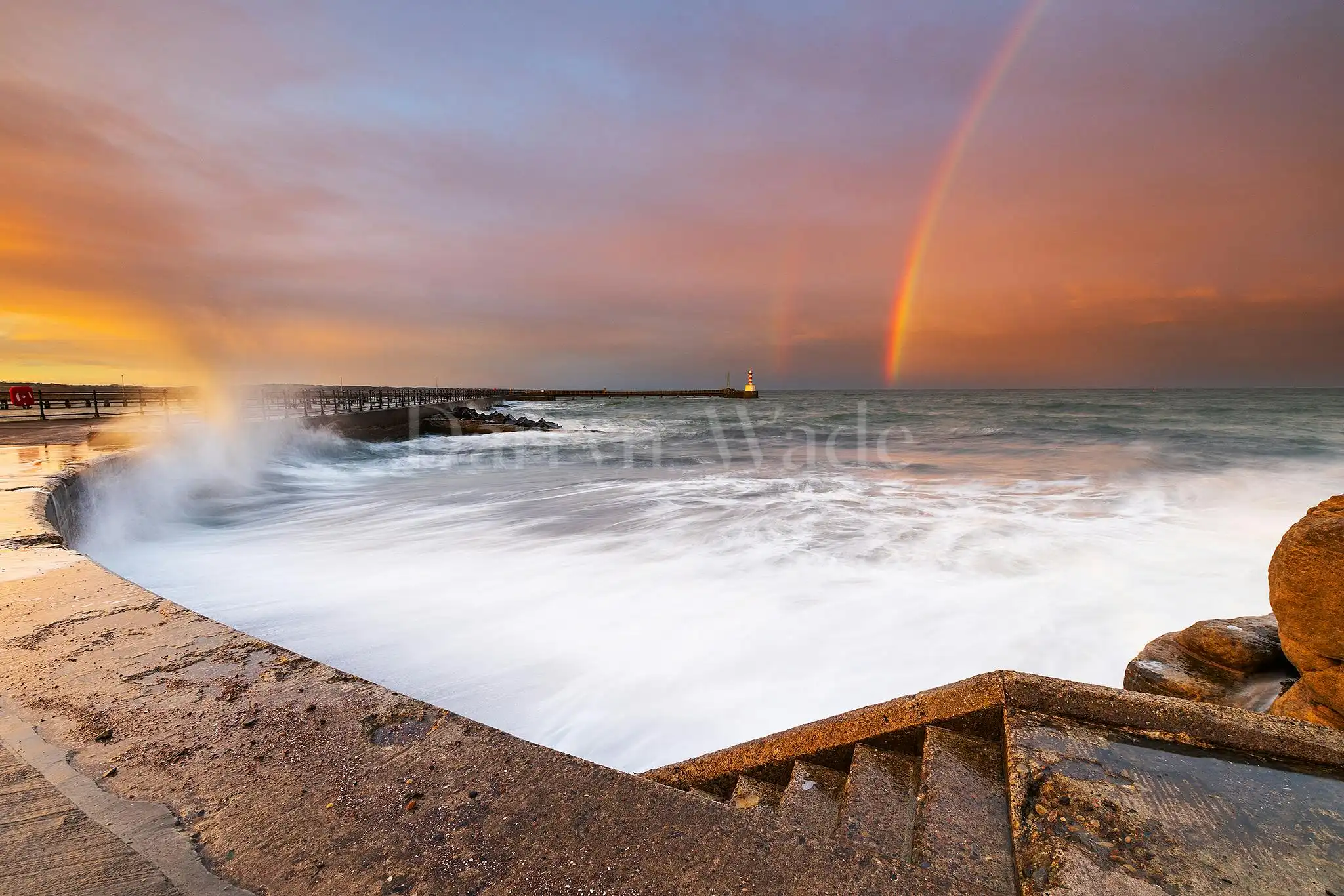 Rainbow at Sunset, Amble Pier